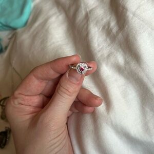Swarovski Silver Ring with Red Heart Accent